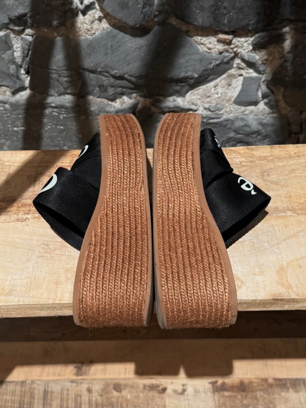 Chloé Black Logo Platform Wedge Woody Sandals - Picture 7 of 10